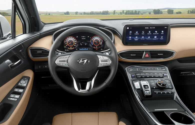 Hyundai Santafe 2021 có giao diện dễ làm quen nhờ tích hợp nhiều nút bấm trực quan