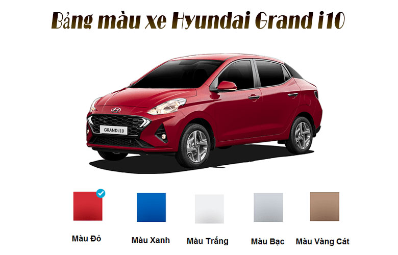 Hyundai Grand i10 phân phối tại Việt Nam 5 màu xe