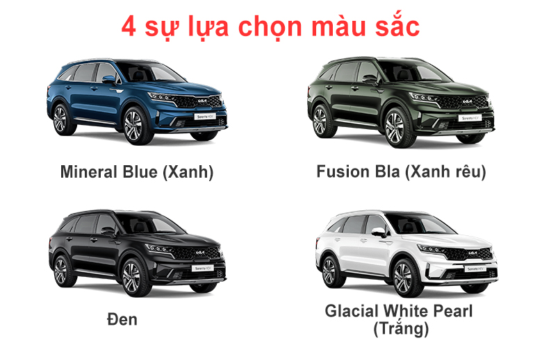 Hiện tại Kia Sorento Hybrid 2023 có 4 màu cho khách hàng lựa chọn