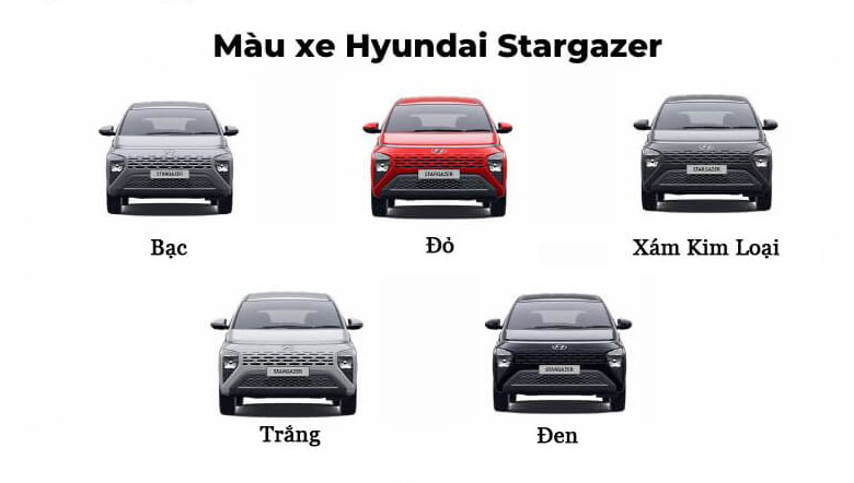 Hyundai Stargazer có 5 màu sắc được phân phối tại Việt Nam