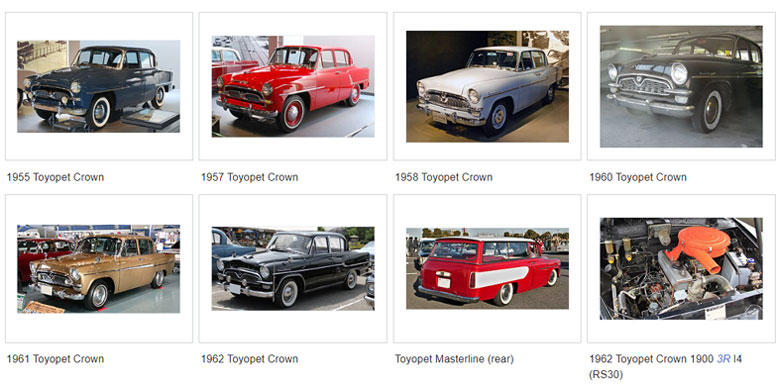 Các cấp độ trang trí của Toyopet Crown đời 1955