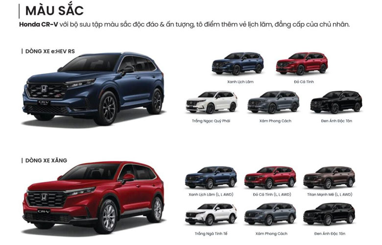 Honda CR-V phiên bản nâng cấp sẽ có 6 màu (tùy phiên bản)